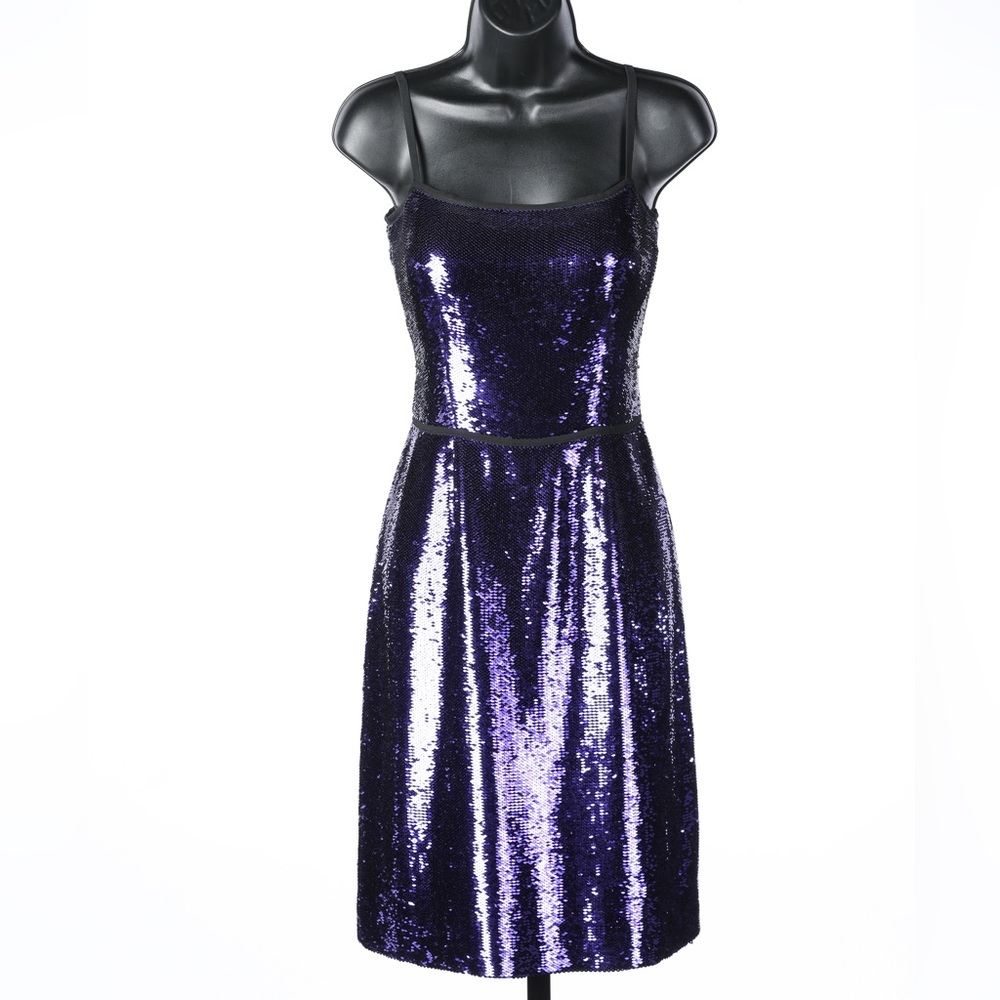 Show-stopping Prada Purple Sequin Sleeveless Mini Dress